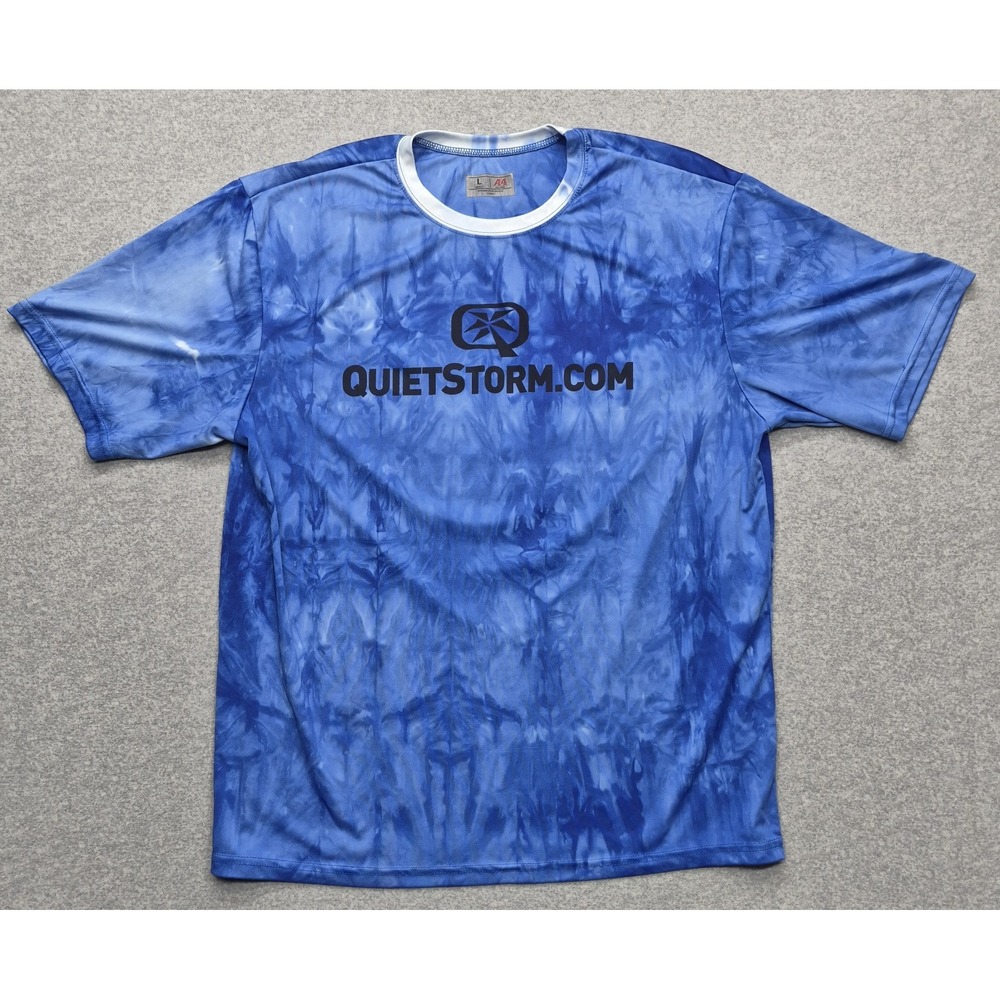 Quiet Storm Staff Shirt Mens L Blue tie dye Performance Tee
